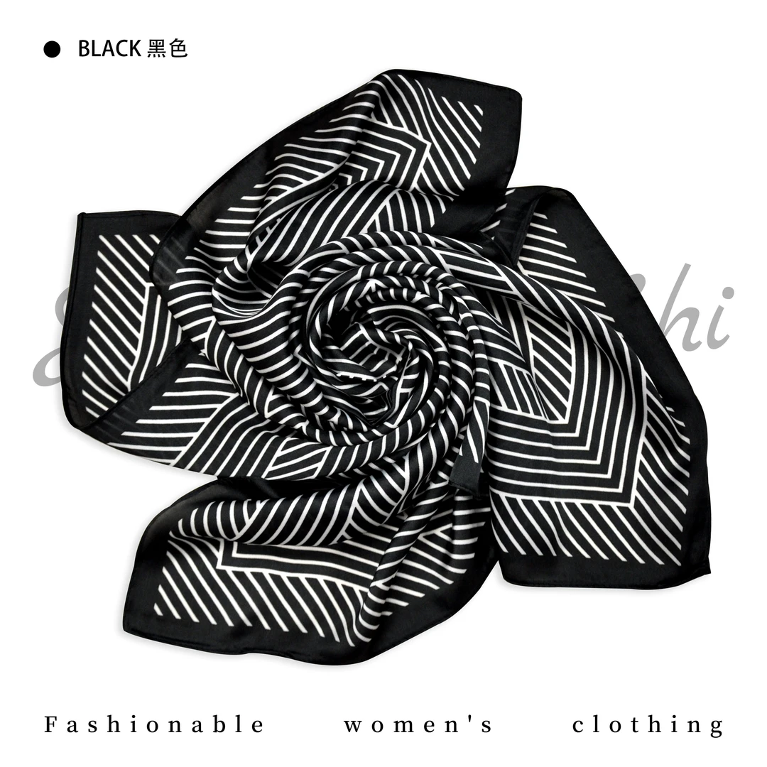 夏季新款韩版条纹小方巾 时尚简约气质丝巾899