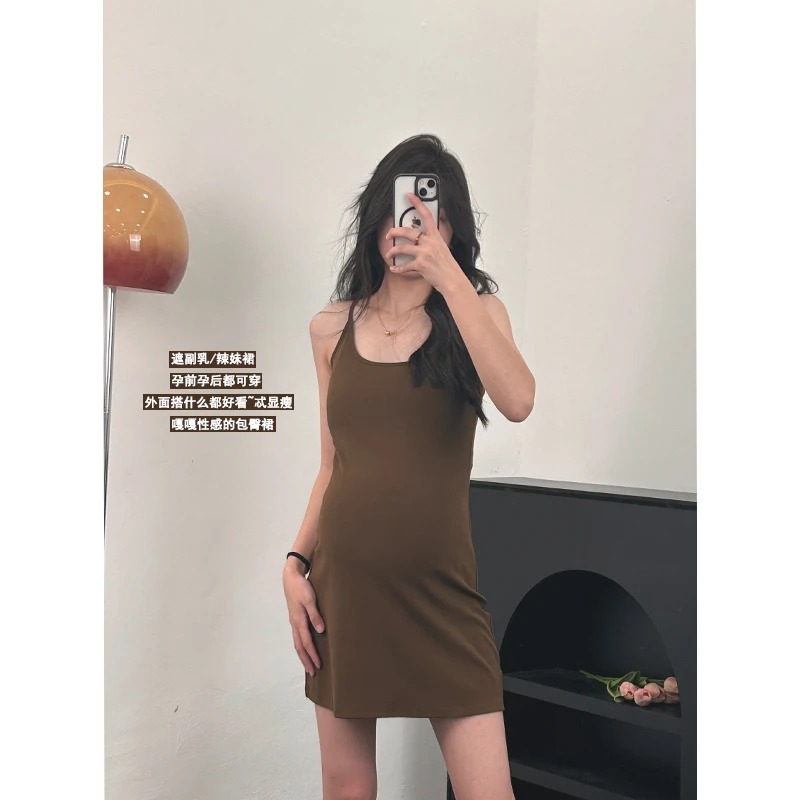 孕妇连衣裙夏装2024新款单穿内搭吊带裙辣妹显瘦背心裙女薄款外穿