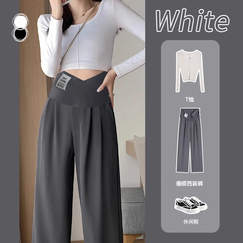 孕妇裤子夏季外穿孕早期夏薄款低腰休闲直筒西装阔腿长裤夏装