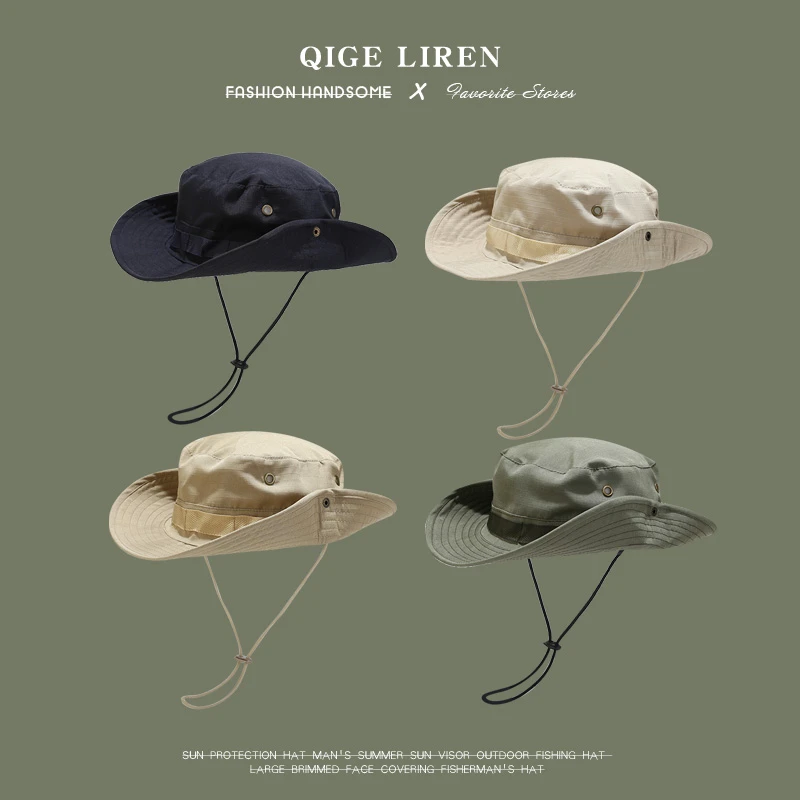 西部牛仔帽夏季度假渔夫帽韩版大檐太阳帽户外钓鱼帽登山帽遮阳帽