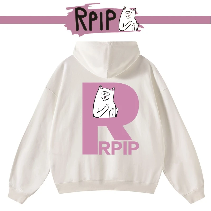 RPIP秋冬贱猫卫衣男士连帽长袖休闲情侣宽松圆领套头时尚百搭潮流