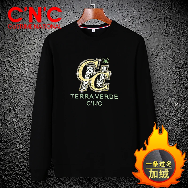 CN男士C烫钻图案LOGO套头长袖卫衣秋冬新品轻奢卫衣男秋潮流款