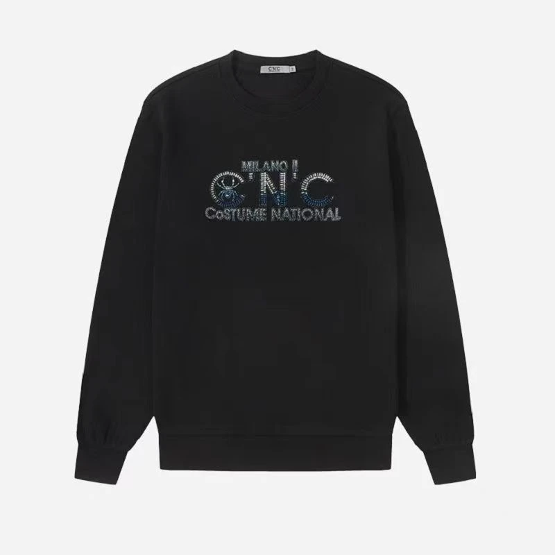 CNC男装烫钻图案LOGO套头长袖卫衣秋冬新品轻奢卫衣男冬款