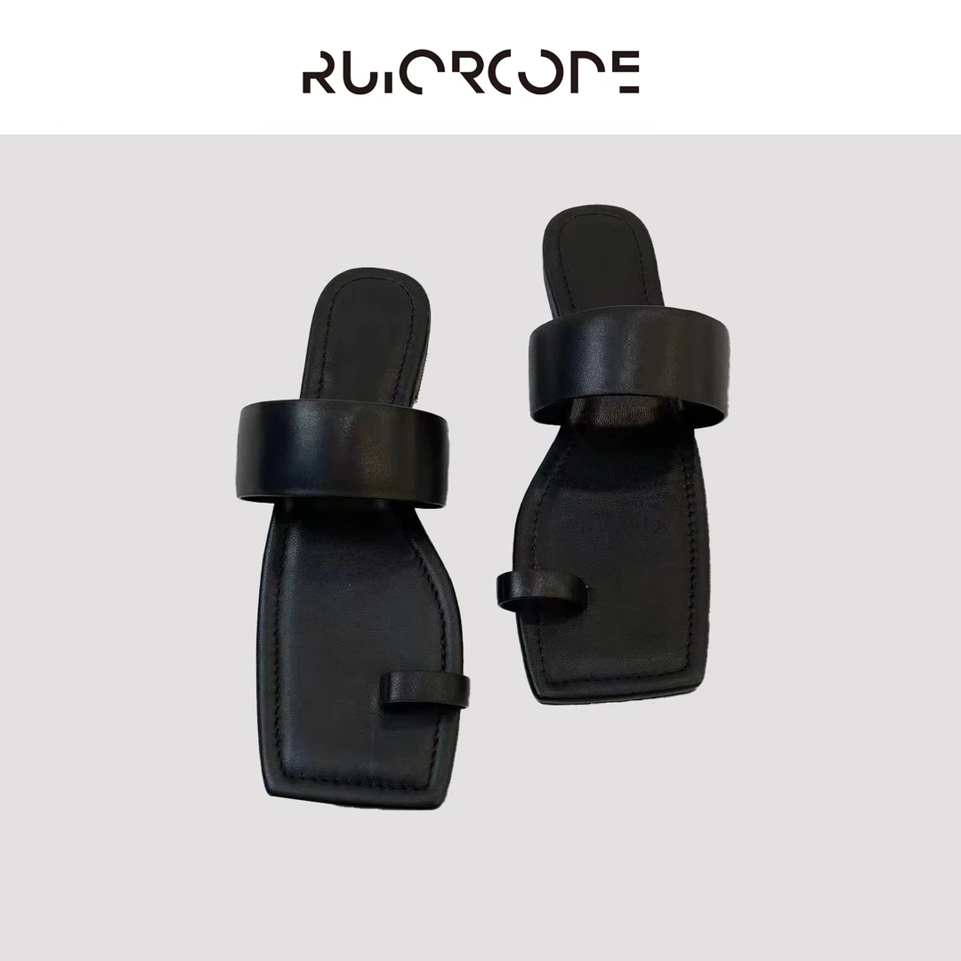 【RUIORCODE】 方头拇指 全皮凉鞋拖  理性消费