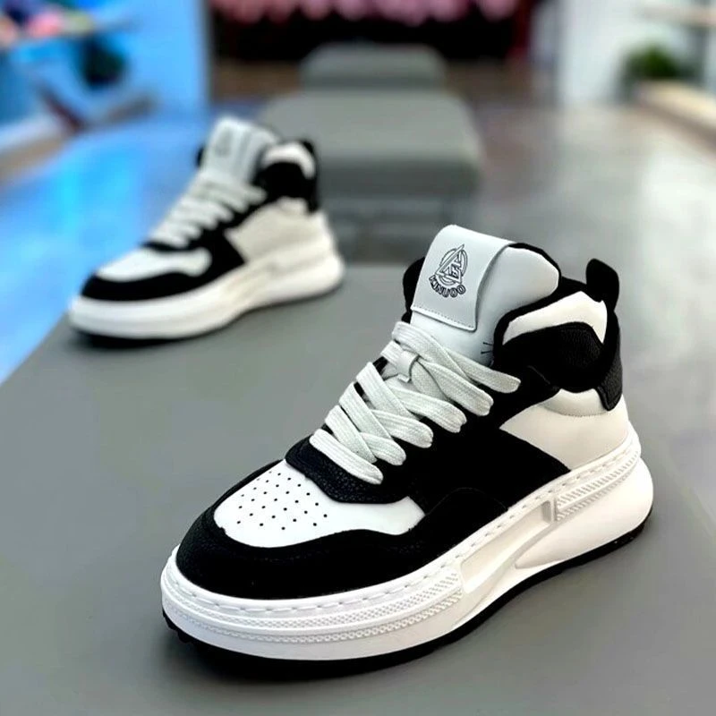 【小扬哥推荐】2024春季男鞋高帮增高休闲鞋男士透气皮面厚底老爹