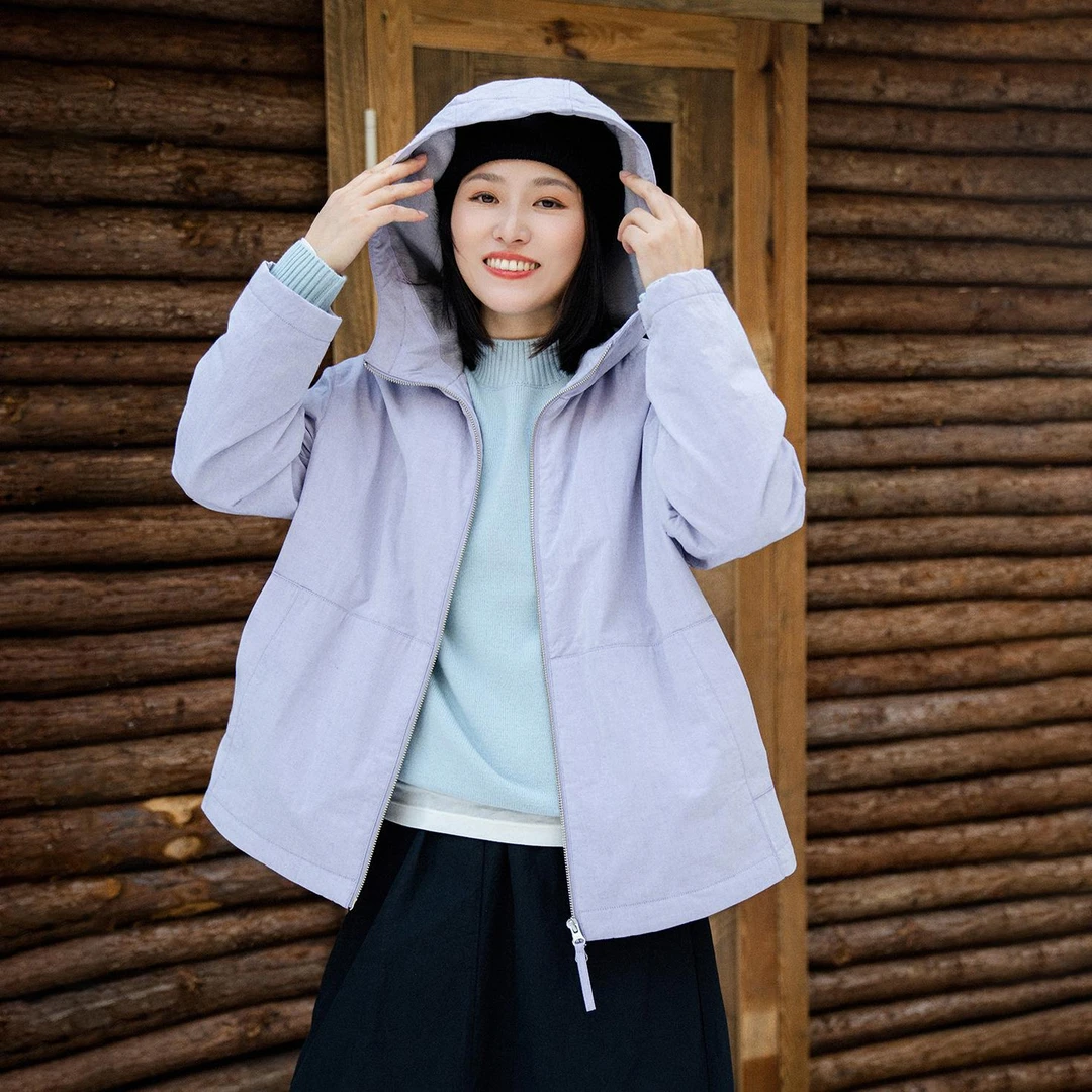 梭家｜呼吸着月亮｜休闲风简约匹马棉加绒连帽风衣秋冬女百搭外套
