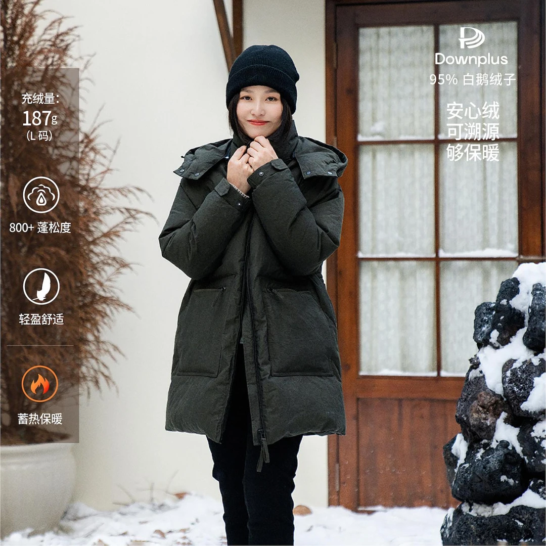 梭家｜相同远方｜95白鹅绒工装连帽棕绿羽绒服秋冬好穿外套