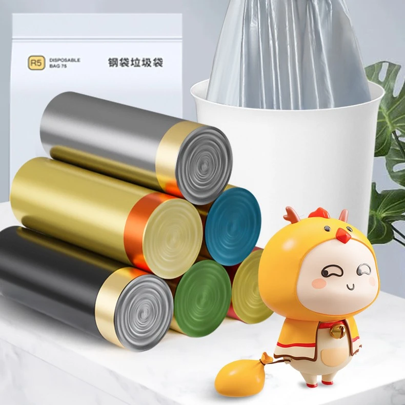 抽绳厨房垃圾袋家用加厚手提式办公室大号实惠装背心黑色塑料袋