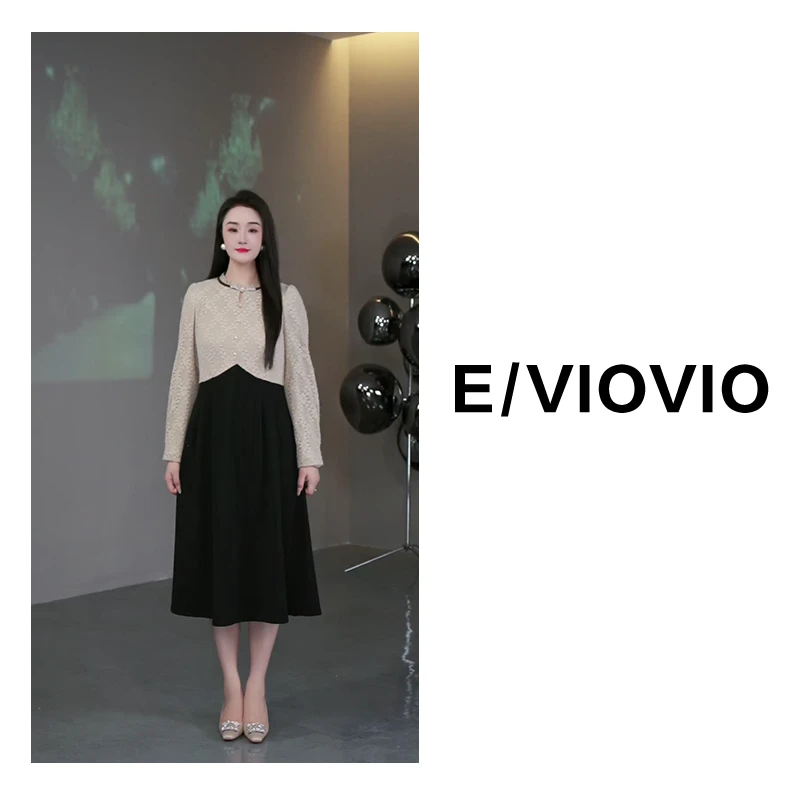 莉莉定制轻奢女装冬季新款时尚气质显瘦加绒杏色连衣裙女ZB6369