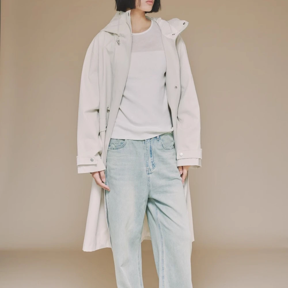 【直播专享】气质简约宽松时尚舒适保暖通勤轻松百搭连帽风衣