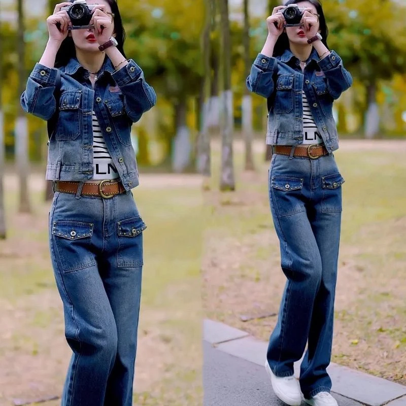 捡漏清仓女装剪标尾单原单外贸春季潮牌休闲牛仔套装女春时尚减龄