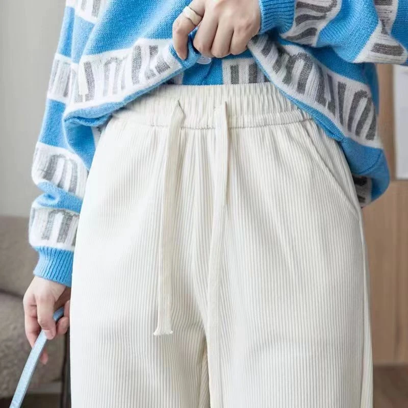 宽松阔腿裤新品针织时尚款高腰垂感休闲拖地窄版显瘦直筒裤冬季