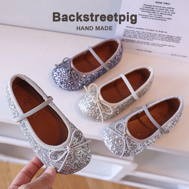 女童公主鞋2025春秋新款宝宝豆豆鞋洋气亮闪闪女孩表演鞋防滑百搭