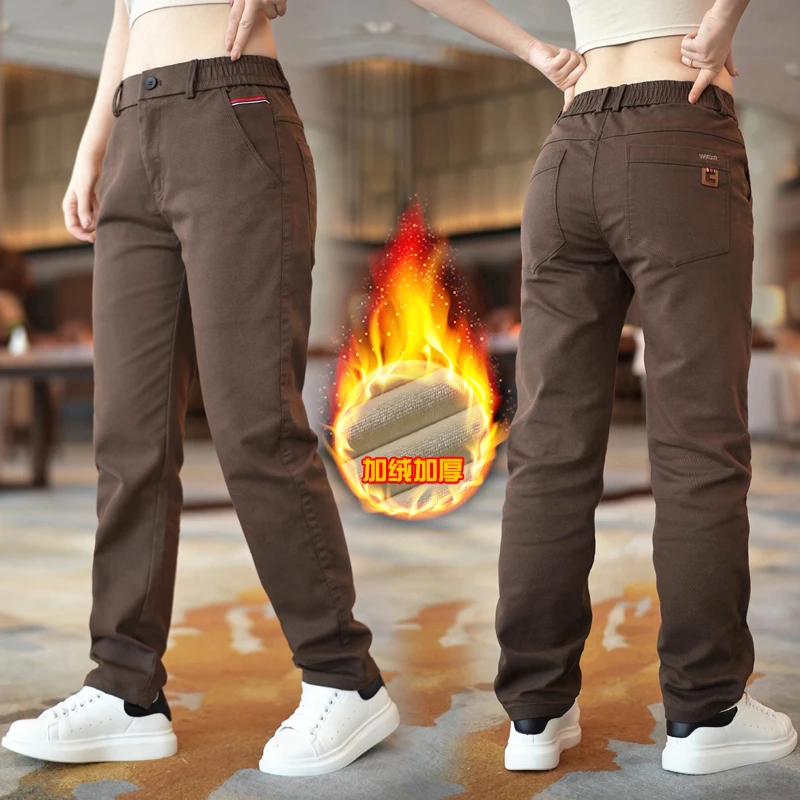 2024新款秋冬款休闲裤男士弹力直筒修身加绒加厚保暖韩版宽松百搭