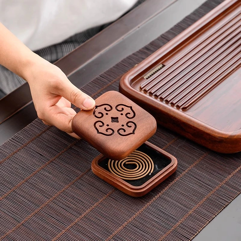 木制储物盒养神香薰盒子盘香盒禅意中式实木香炉家用香托