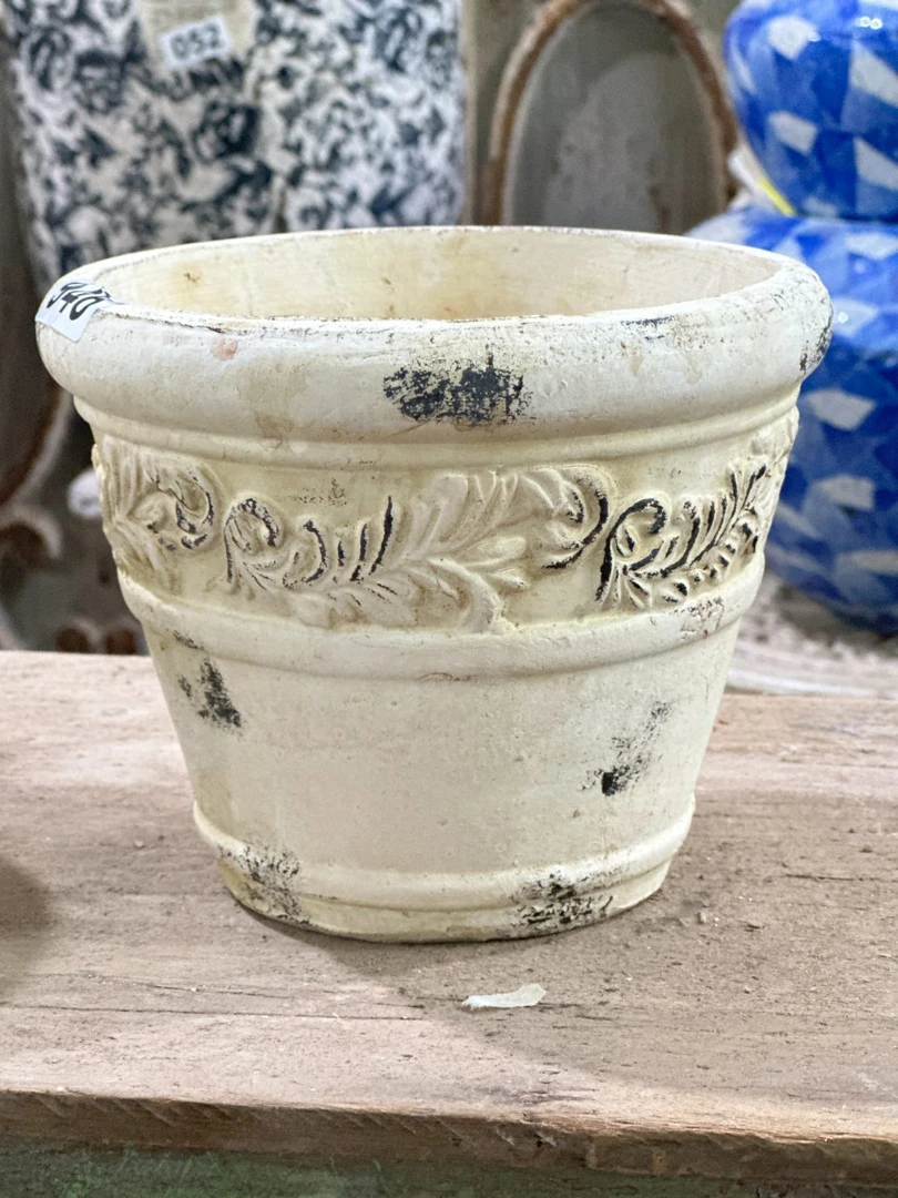 【那里花止】手压红陶复古做旧花盆凤翎敞口花盆