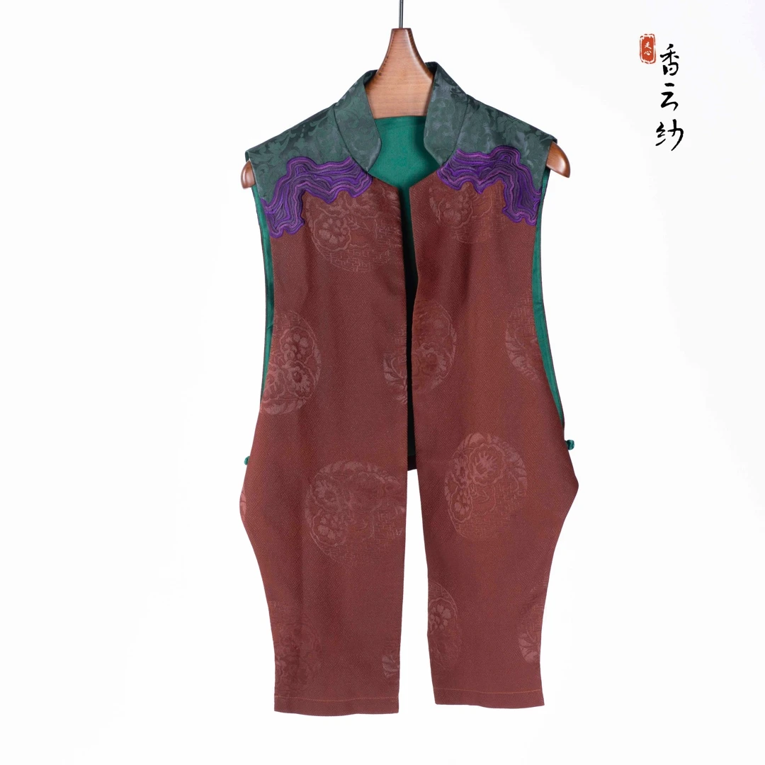 【香云走心】香云纱福禄寿无袖马甲22ZMJ2800新中式休闲桑蚕丝宽松