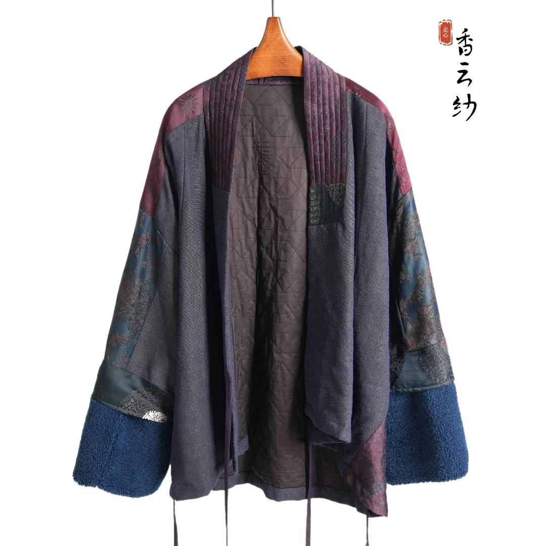 【走心非遗香云纱】棉服外套22Z03902-1加厚民族风拼接桑蚕丝高档