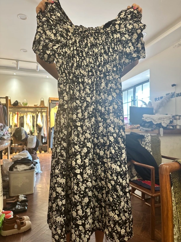 李大婶原创夏季碎花连衣裙