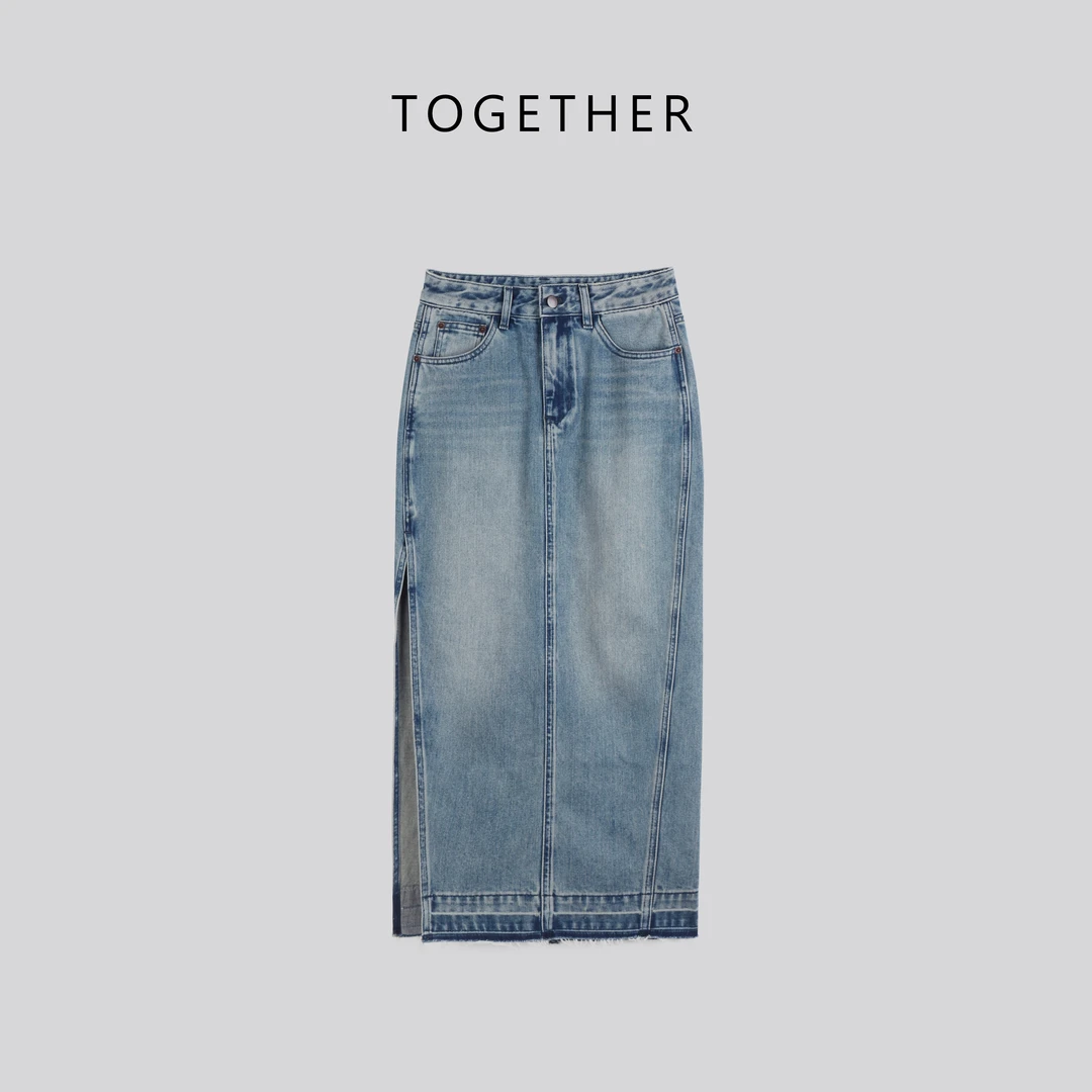 【ASIA BLUE】 · 梨岛 · 梨岛夏季复古开叉显瘦牛仔半身裙