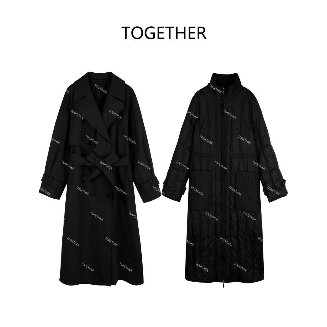 【ASIA BLUE】 · 蓝季 · 冬季保暖白鹅绒真两件长款风衣外套#W24016