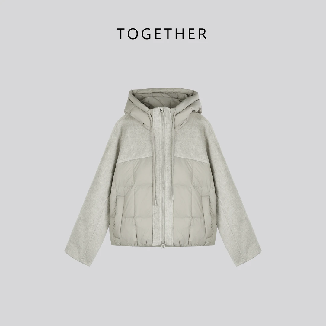 【Together】 · 浅念 · 冬季连帽羊毛拼接保暖羽绒服外套#S6613