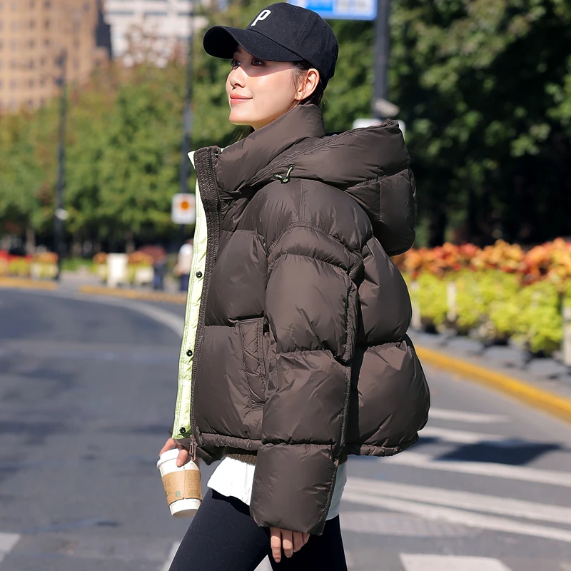 冬季洋气短款羽绒服女款肯豆风羽绒服女小个子白鸭绒羽绒服女加厚