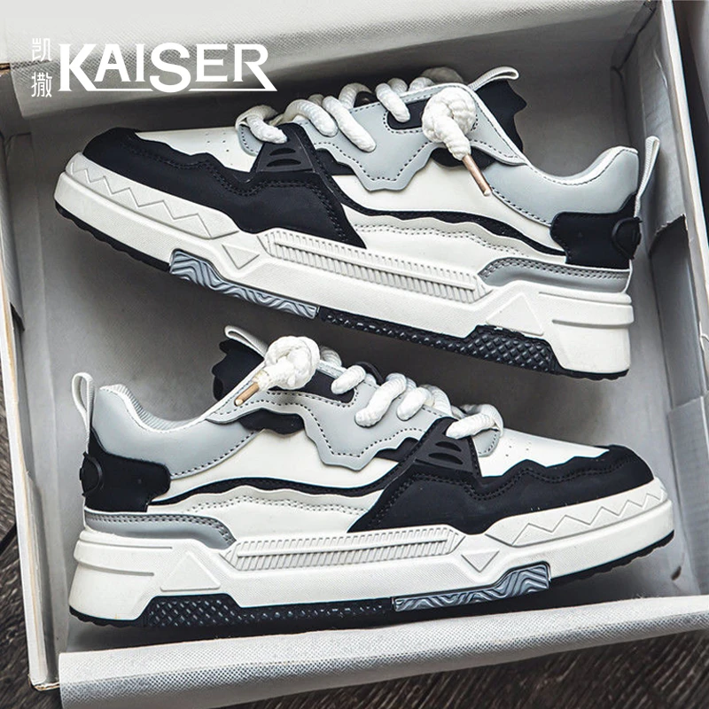 KAISER/凯撒新款男鞋时尚透气面包鞋男士潮流百搭休闲运动小白鞋