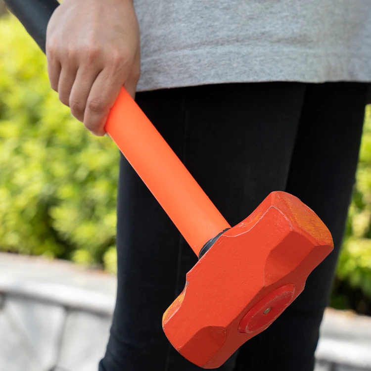 PVC防震柄八角锤工地榔头锤工具实心长柄砸墙大锤重型手锤大铁锤