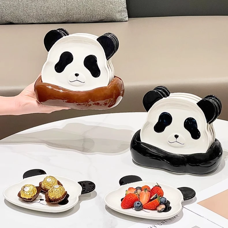 熊猫吐骨碟陶瓷家用餐桌吐骨头盘创意可爱骨碟套装高颜值水果盘子