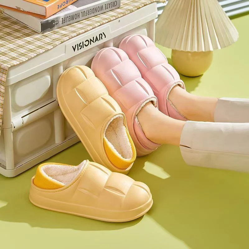 秋冬季新款棉拖鞋女式小清新eva防水情侣拖鞋保暖棉拖包跟棉拖