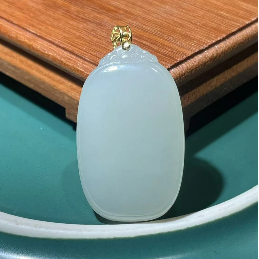 正宗天然和田玉18k金镶嵌无事牌挂件女士款多样性发货拍一发一