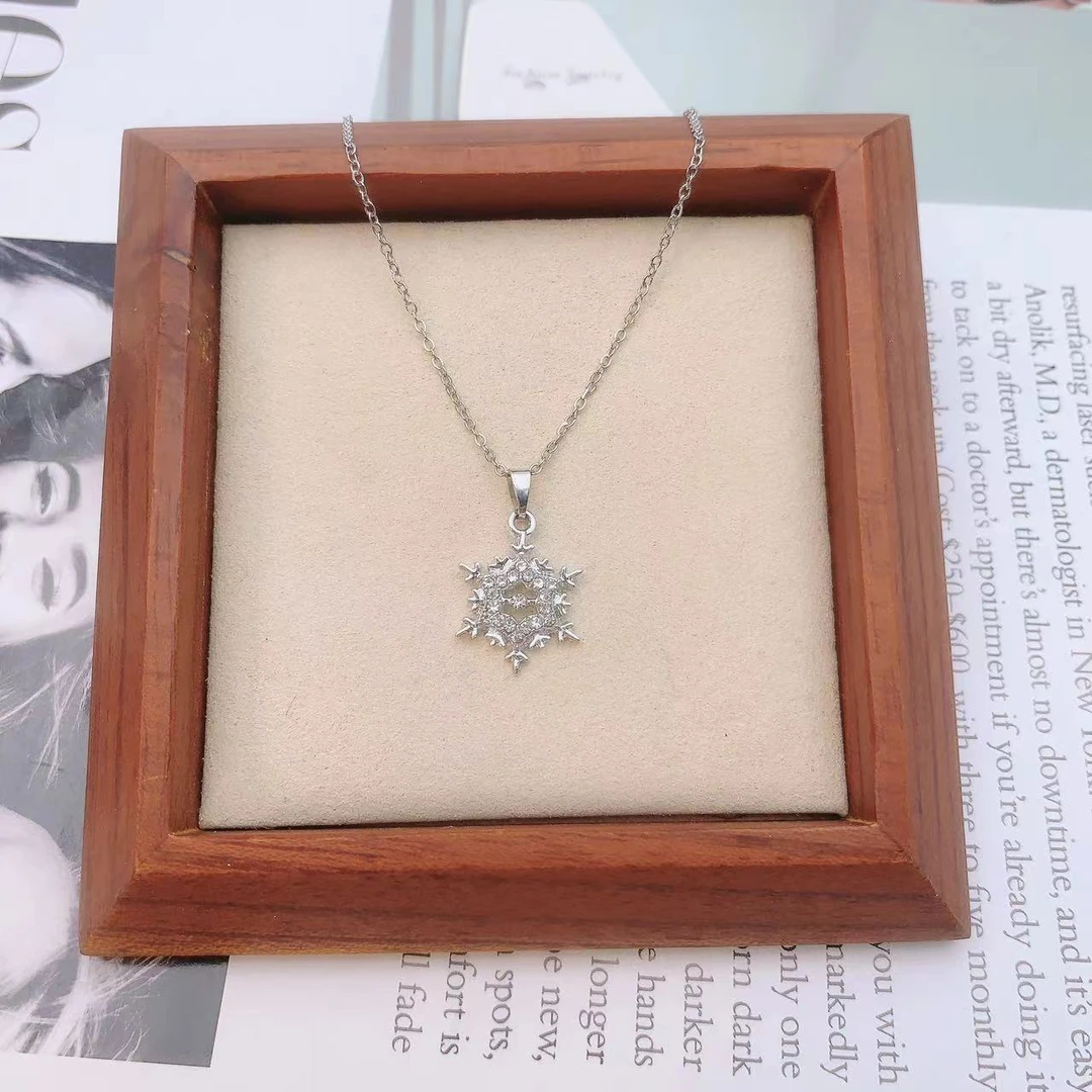 钛钢项链 轻奢时尚百搭银色灵动满钻坠链素款设计感项链女XH5003