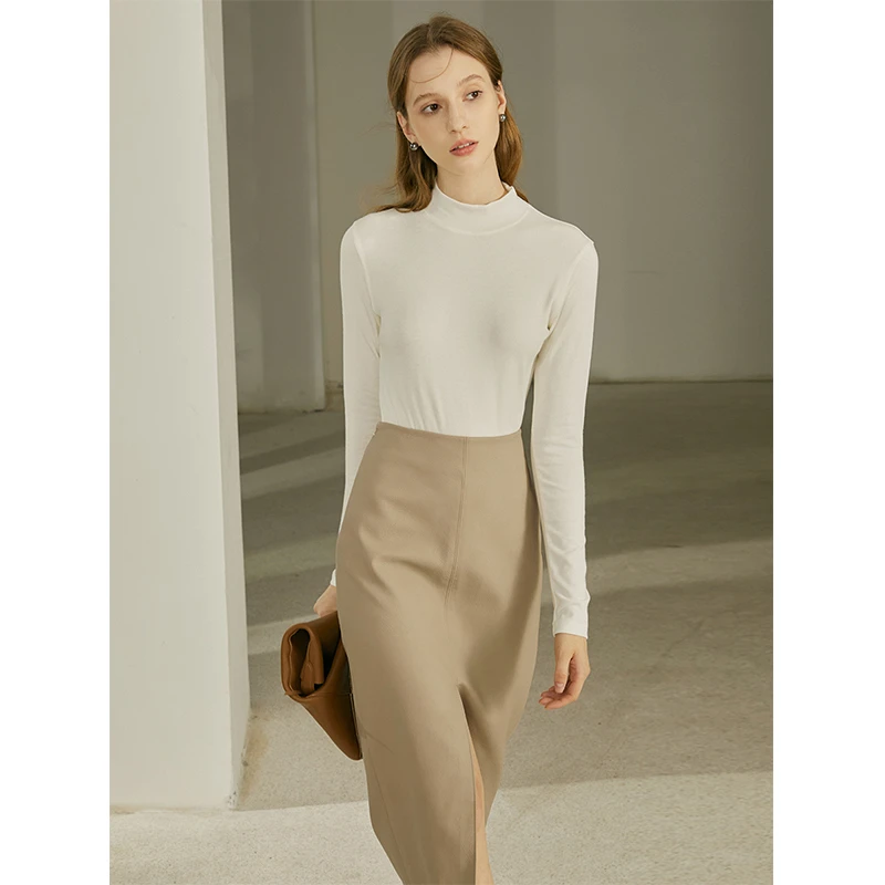 Mix Selection简织NO.11珍珠纯色共混半高领打底衫百搭MSGDHY0694