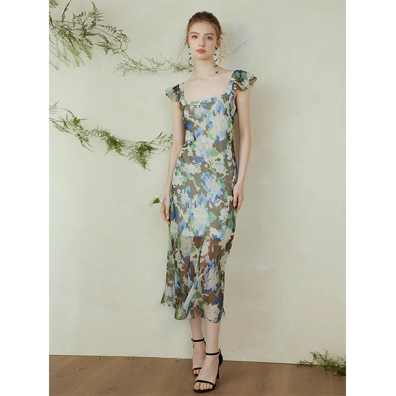 Mix Selection｜花开半夏 碎2024女夏小飞袖海边度假长裙MSBIQ0537