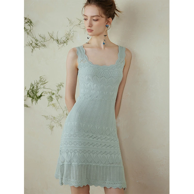 Mix Selection｜清衫行 莱赛尔镂空修身简约a摆连衣裙 MSBIQ0416