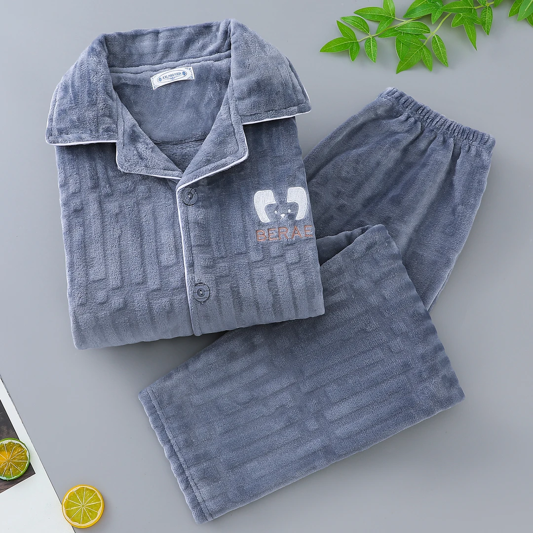 珊瑚绒2024新款冬季男士睡衣加厚加绒保暖抗寒柔软舒服家居服套装