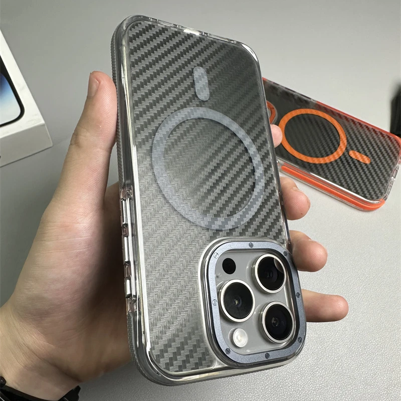 炫酷机甲风撞色边适用苹果15promax手机壳iphone14/13/12防摔磁吸