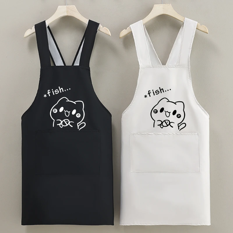 韩版新款防水防油围裙定制logo工作服餐饮男女通用家用做饭用洋气