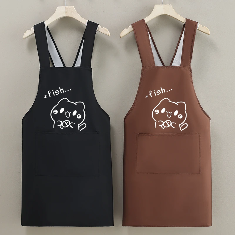 防水防油围裙厨房家用免系带防污耐脏耐磨时尚洋气新款女式工作服