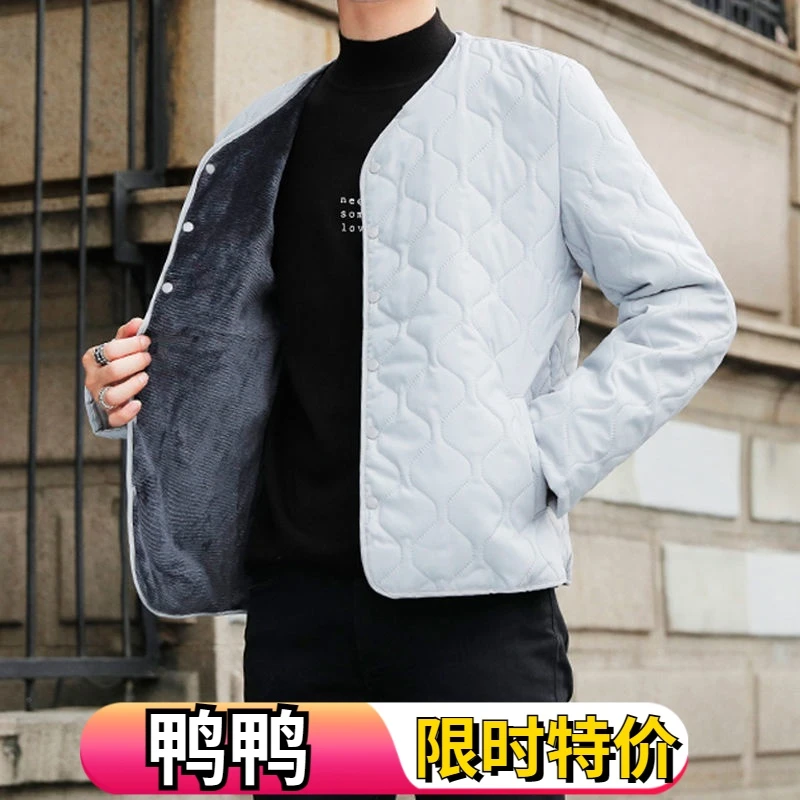 鸭鸭加绒外套男羽绒服秋冬季内胆轻薄短款保暖干活羽绒服工作服内