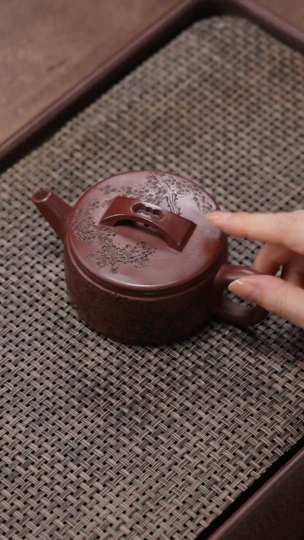 【闪购商品】紫砂茶壶S23龙血砂梅花汉瓦