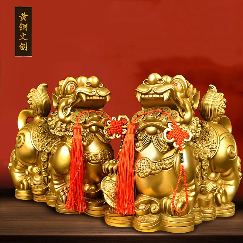 【铜·器】铜貔貅摆件一对黄铜貔貅皮丘家用工艺品摆设