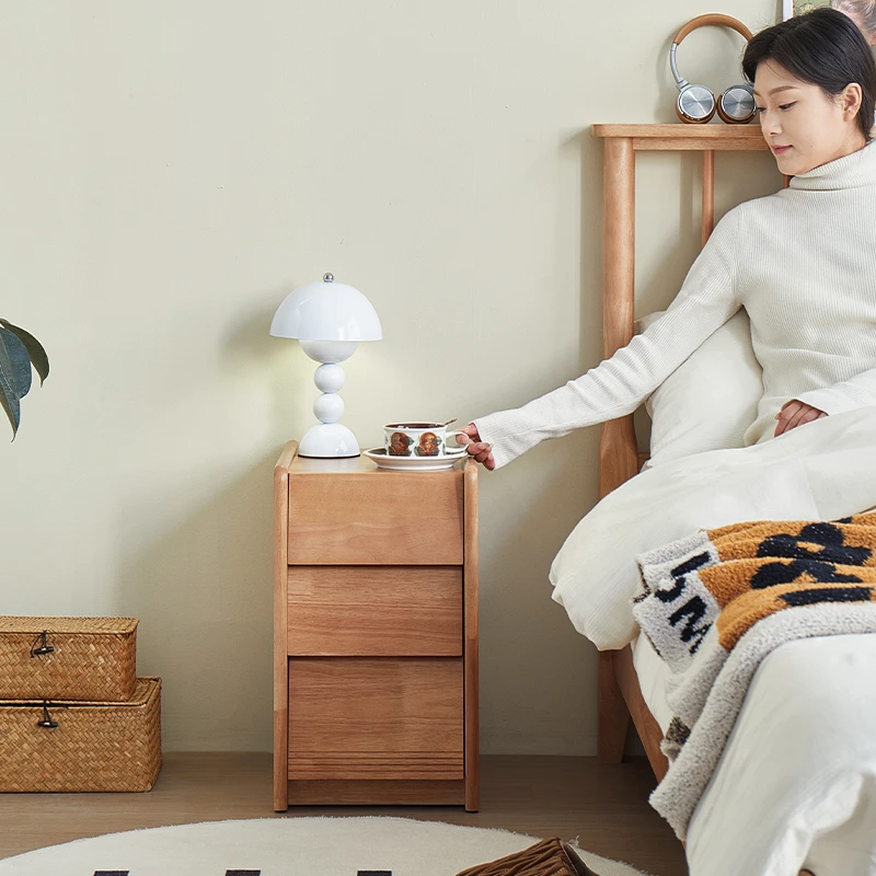 舒林木苑北欧实木床头柜超窄简约卧室置物柜日式家用抽屉式床边柜