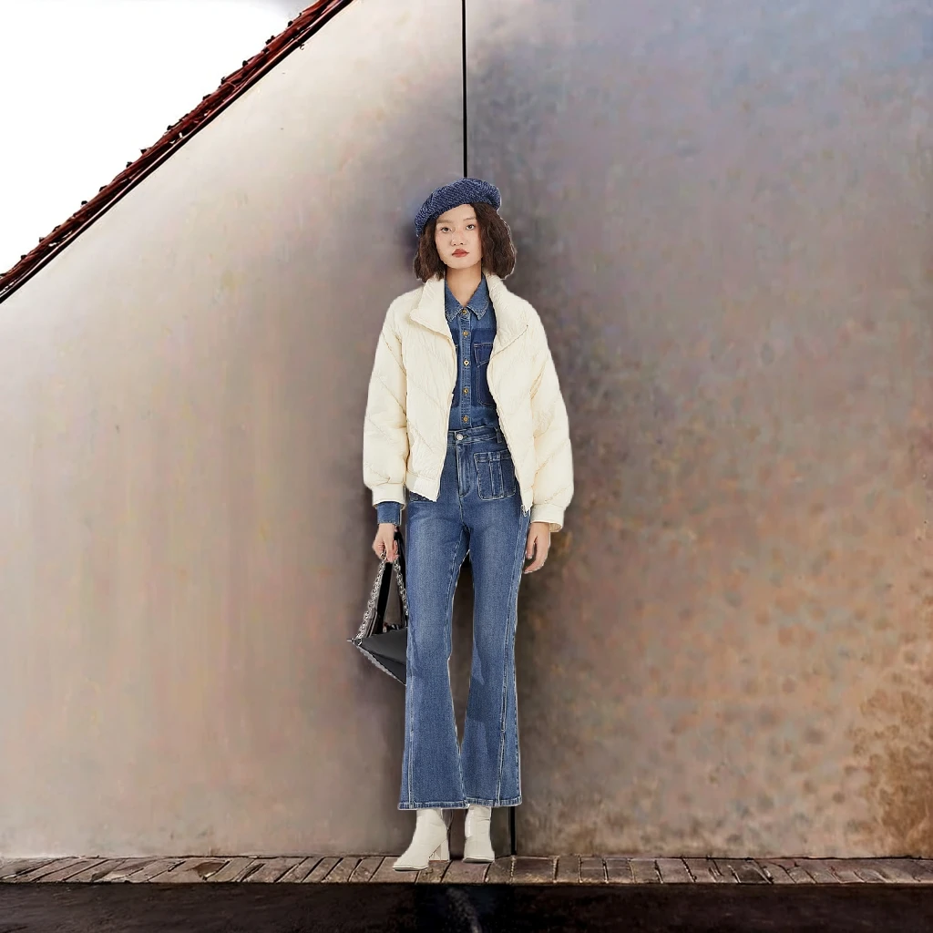 轻奢2024年立领短款羽绒服女冬新款纯色基础百搭鸭绒保暖休闲时尚