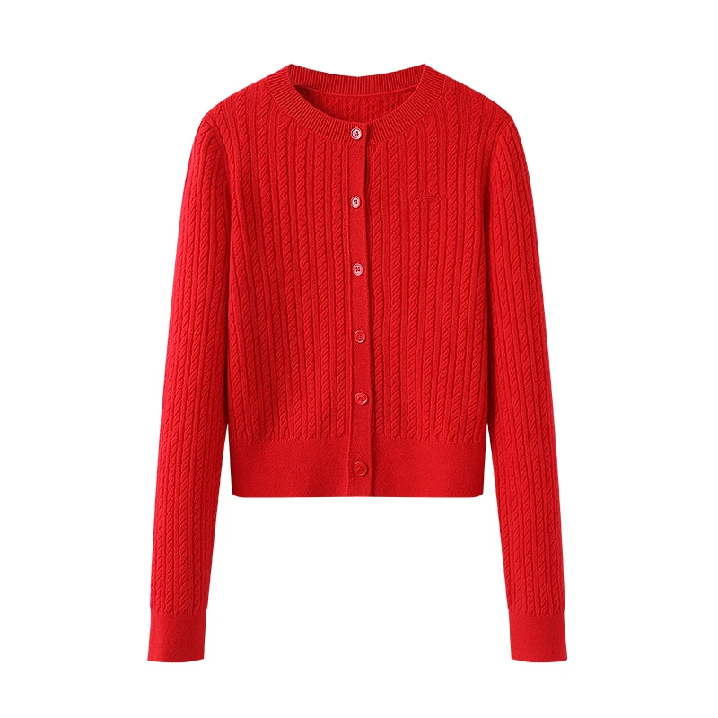 艾家冬季新款加厚麻花针织开衫8002