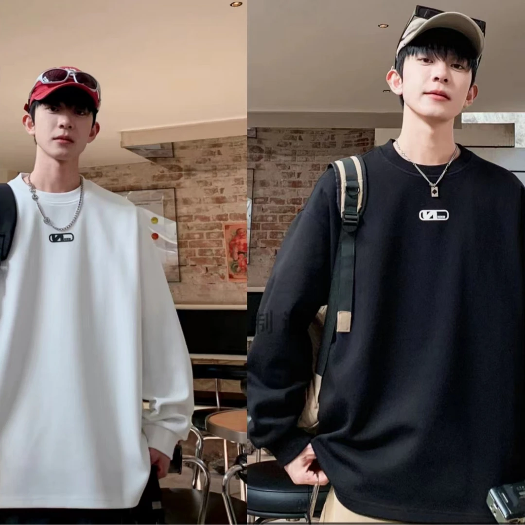 青少年春款T恤2024新款男大童帅气初中生潮流百搭休闲圆领套头T恤