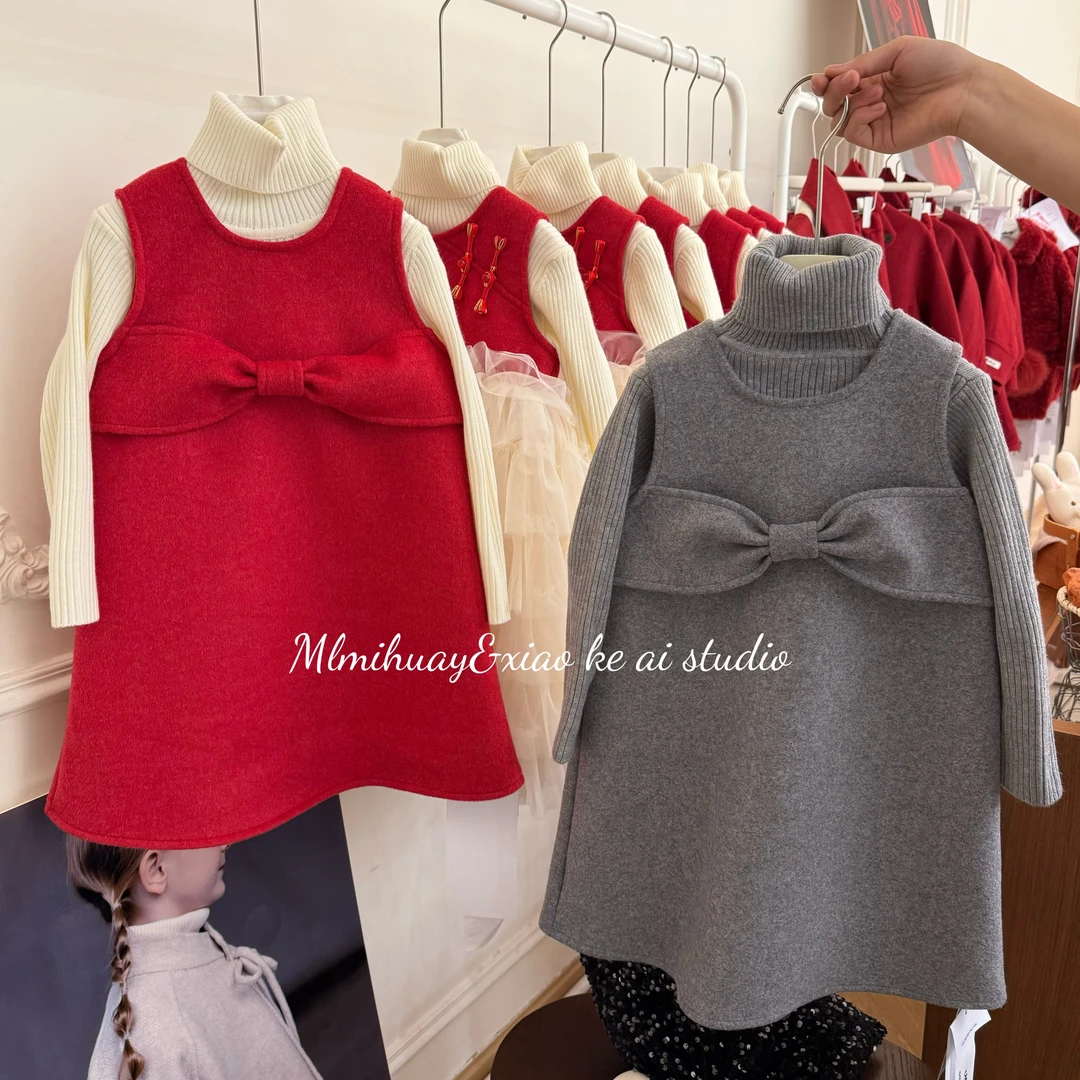 【秘密花园】深秋款休闲时尚女孩双面羊毛洋气背心裙650018【专享】