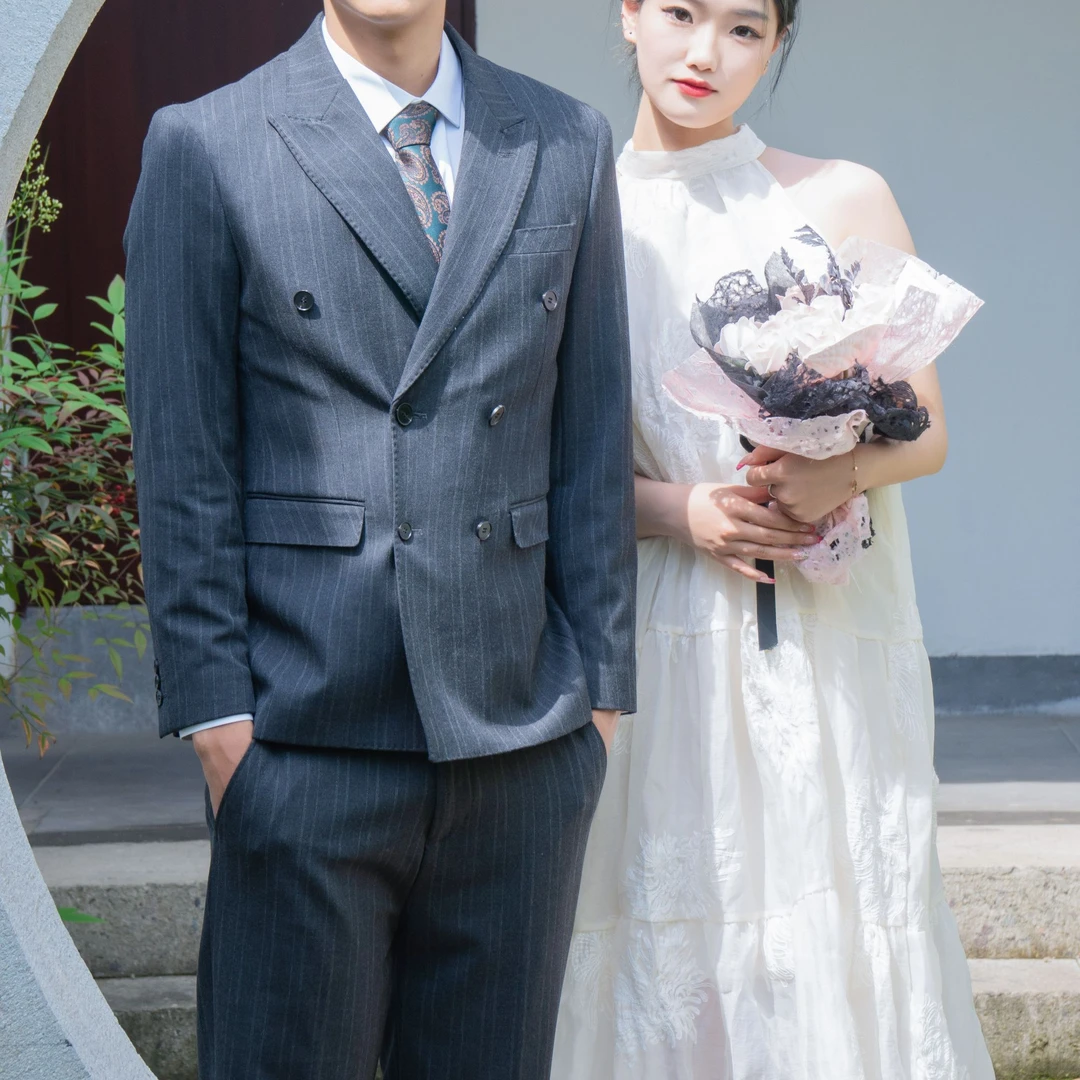 联邦劳伦男士西服推荐休闲结婚双排扣婚礼潮流礼服A72西装套装