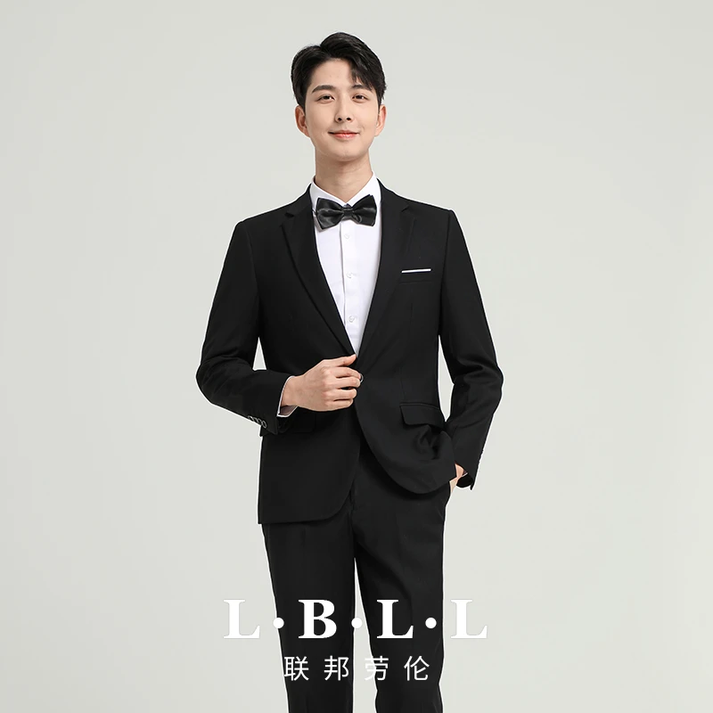 联邦劳伦男士伴郎婚礼西服商务结婚长袖职业韩版修身套装休闲28